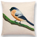 Birds Painting Cushion Cover - Axyaa Collection: Robin, Titmouse, Toucan, Sparrow, Firecrest, Cardinal, Bullfinch