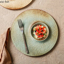 Axyaa Ceramic Vintage Dessert Dinner Plate Set - Circular Flat Steak Pasta Serving Plates
