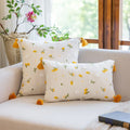 Axyaa Sweet Floral Embroidery Ruffled Edge Cushion Cover