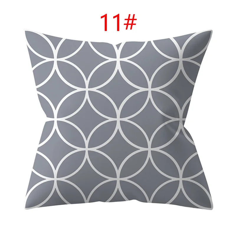 Axyaa 18" Sliver Grey Geometry Striped Pillowcase Home Decor Pillow Cover