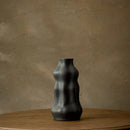 Axyaa Ceramic Face Vase Black White Grooves for Flower Arrangement Terrarium Decor