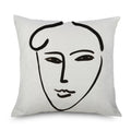 Axyaa Minimalist Matisse Portrait Linen Pillow Case, Sofa Decor, Simple Line Drawing