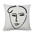 Axyaa Minimalist Matisse Portrait Linen Pillow Case, Sofa Decor, Simple Line Drawing