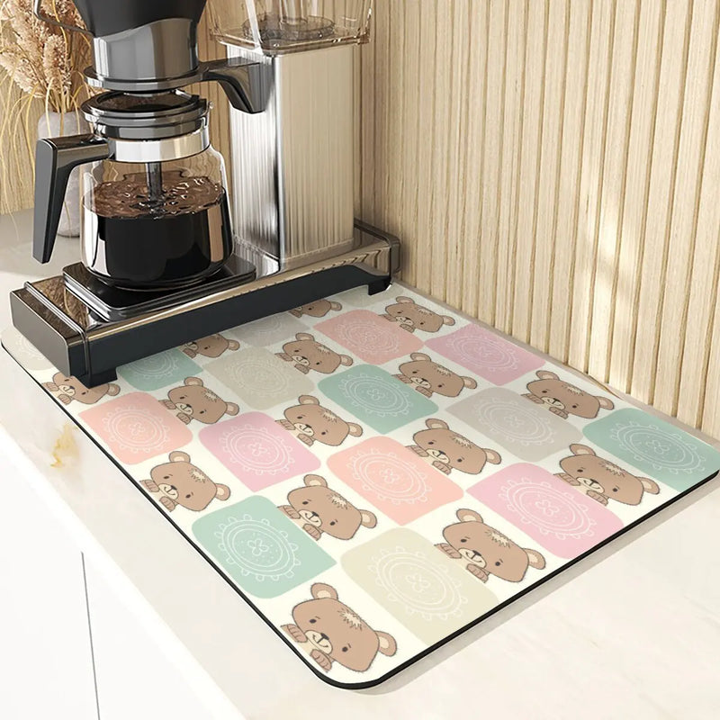 Axyaa Cute Rabbit Pattern Diatomaceous Earth Coasters Mats - Set of 4