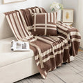 Axyaa Deer Plush Geometric Knitted Jacquard Blanket - Soft & Cozy Office Nap Blanket