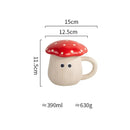 Axyaa Red Mushroom Ceramic Coffee Mug with Lid and Handle