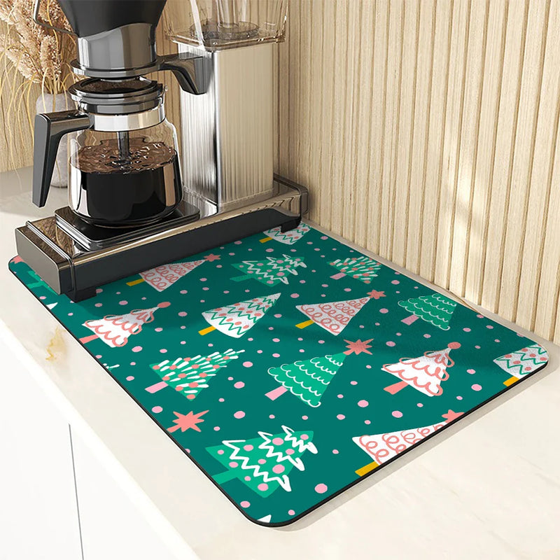 Axyaa Christmas Tree Drying Mat - Absorbent Dish Placemat