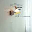 Axyaa Brass Walnut Wood Glass Wall Sconce LED Lamp Rotation Stair Light