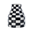 Axyaa Checkered Ceramic Tall Vase: Geometric Home Decor Flowerpot & Terrarium