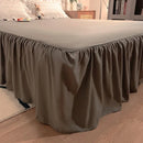 Axyaa Pink Grey Ruffled Seersucker Duvet Set with Bed Skirt & Pillowcases