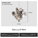Axyaa Smoke Gray Glass Bubble Ball Chandelier - Nordic Style Luxury Pendant Lamp