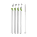Axyaa 200*8mm Leaf Glass Straws for Smoothie Cocktail Coffee Juice Drinks