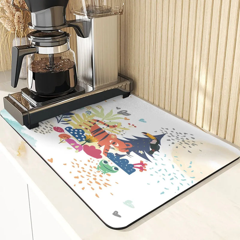 Axyaa Monkey Pattern Diatomaceous Earth Coasters: Stylish Cup Placemats & Coaster Set