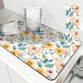Axyaa Floral Kitchen Drying Mat - Small & Large Absorbent Drain Pad for Coffee & Bathroom