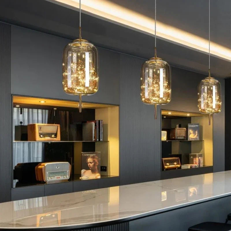 Axyaa Nordic Luxury LED Glass Pendant Chandelier for Home Decor