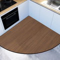 Axyaa Wood Grain Kitchen Carpet Fan-shaped Non-slip Rug Brown PVC Floor Mat