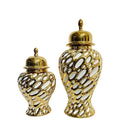 Axyaa Gold Electroplated Ceramic Vase: Modern Luxury Decor for Living Room & Dining Table