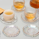 Axyaa Gold Rim Glass Saucer Plates for Tea Coffee Cup - Set of 1