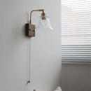 Axyaa Clear Glass LED Wall Light Fixture Walnut Bedside Lamp