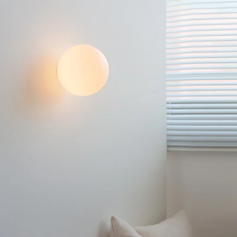 Axyaa White Glass Ball LED Wall Sconce - Modern Bedroom Bar Decor Light