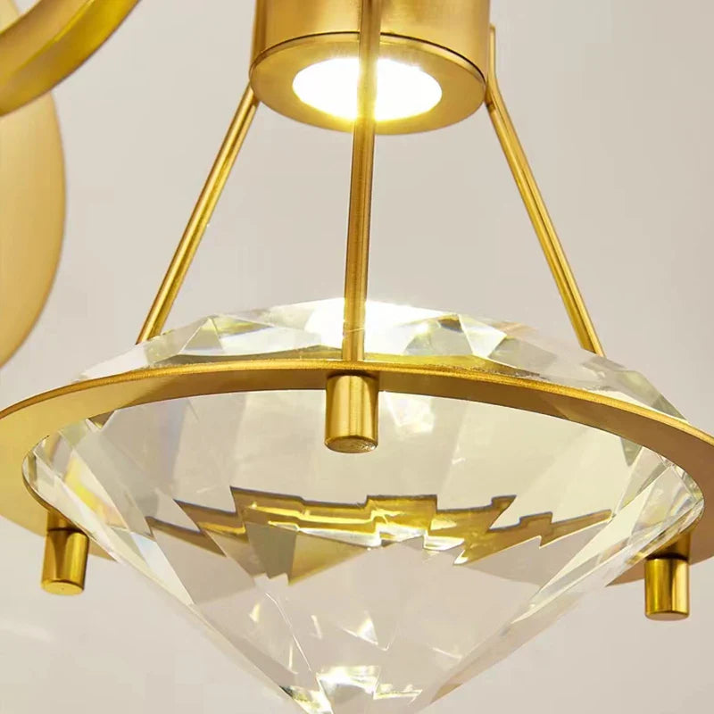 Axya Diamond Crystal Wall Lamp - Modern LED Sconce for Bedroom, Living Room, Staircase