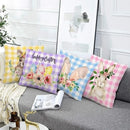 Bunny Floral Egg Print Easter Pillow Covers for Farmhouse Decor by Axyaa