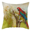 Axyaa Natural Flower Bird Linen Cushion Cover ��� Decorative Pillow Cases