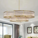 Axyaa Clear Glass Rod Linear Chandelier - Vintage Gold Lustre LED Lighting