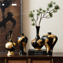 Axyaa Gold Foil Pattern Ceramic Vase - Modern Home Decor Handicrafts