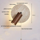 Axyaa Nordic Copper LED Wall Lamp with Button Switch and Travertine Accent