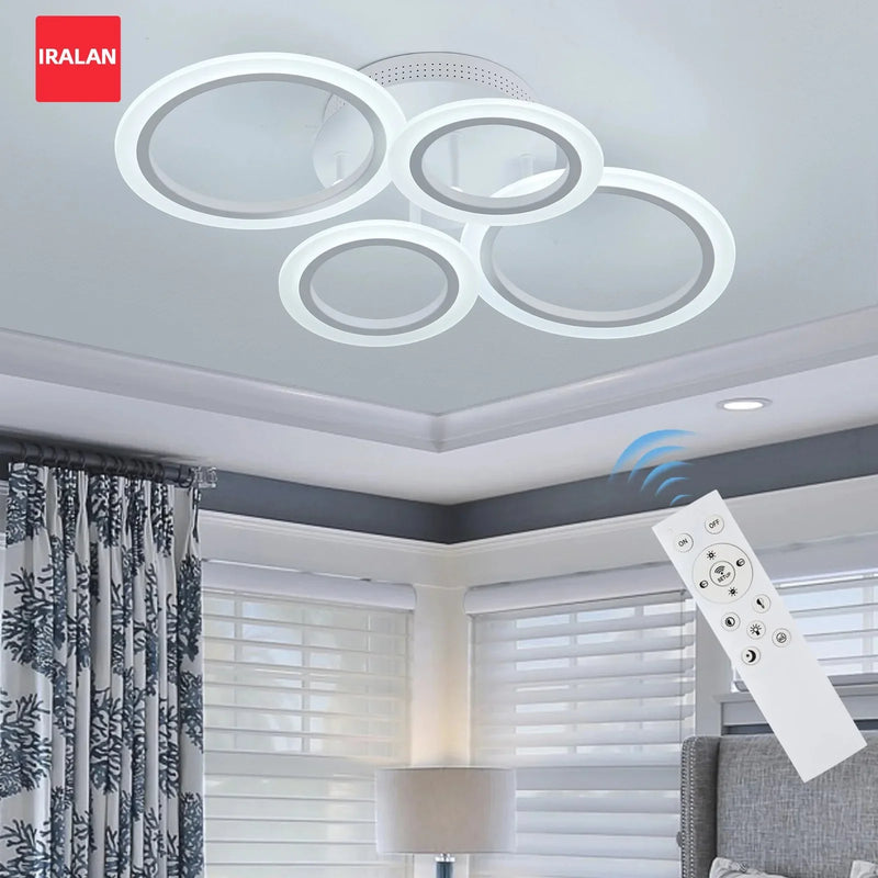 Axyaa Acrylic Circle LED Chandelier Ceiling Light Fixture for Interior Dining Table