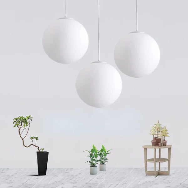 Axyaa White PE Ball Pendant Lights: Modern Nordic Design, LED Hanging Lamp for Living Room, Bedroom, Dining Fixture.