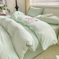 Axyaa Solid Color Cotton 4-Piece Set: Mattress, Bed Sheet, Quilt Cover - Super Soft