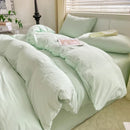 Axyaa Solid Color Cotton 4-Piece Set: Mattress, Bed Sheet, Quilt Cover - Super Soft