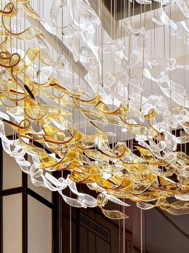 Axyaa Nordic Luxury Villa Modern Spiral Glass Chandelier