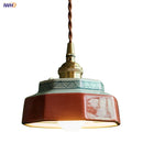 Axyaa Ceramic Copper Pendant Lamp Vintage LED Freehand Painting Pendant Light