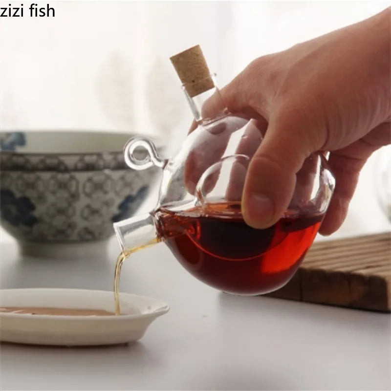 Axya Double Layer Glass Seasoning Bottles - 2-in-1 Oil & Vinegar Pot