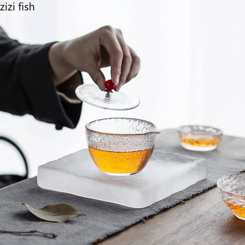 Axya Frosted Glass Tray for Tea Pot Mat Fruit Cake Dessert Storage
