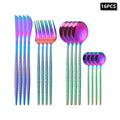 Axyaa Stainless Steel Colorful Cutlery Set with Cracked Handle - Portuguese Style