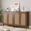Axyaa Rattan Sideboard Buffet Cabinet, Set of 2, 59 Inch Accent Storage Cabinet