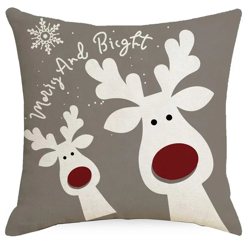 Axyaa Christmas Deer Snowflake Pillow Cover for Stylish Home Decor