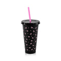 Axyaa Bow Design Reusable Plastic Water Cup with Straw Lid - Portable Drinkware Mug