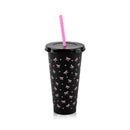 Axyaa Bow Design Reusable Plastic Water Cup with Straw Lid - Portable Drinkware Mug
