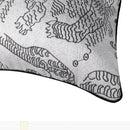 Axyaa Abstract Pattern Embroidered Square Pillow Luxe Cotton Linen Bedroom Sofa Cushion