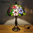 Axyaa Stained Glass LED Table Lamp - Mediterranean Baroque Style Bedroom Light