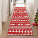 Axyaa Reindeer Christmas Tree Print Runner Rug Non-slip Bedroom Bedside Mat