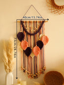 Axyaa Multicolor Leaves Macrame Tapestry with Wooden Beads Wall Hanging