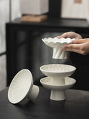 Axyaa White Ceramic Lace Fruit Plate Set
