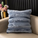 Axyaa Rabbit Fur Striped Throw Pillowcase - Soft Plush Cushion Cover for Home Sofa