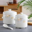 Axya Ceramic Stew Pot with Double Lid for Korean Bird's Nest Desserts
